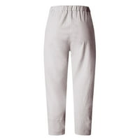 Ženske platnene hlače s printom, široke Ležerne hlače udobnog kroja, široke pamučne ljetne Capri hlače s printom