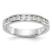 14k masivno bijelo zlato s dijamantnim kanalom od deset kamena, vjenčani prsten, veličina prstena