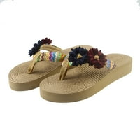 Ženske papuče Žene tkaju plažu prozračne sandale kod kuće, papuče cvjetovi flip-flops ravne cipele plava 8