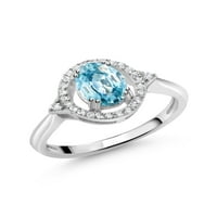 Kralj dragulja 1. Prsten od sterling srebra s ovalnim plavim karatnim cirkonom