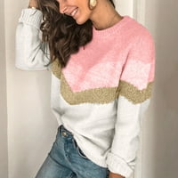 Ženski džemperi s dugim rukavima u boji Casual pleteni džemper s okruglim vratom jesen / zima džemper
