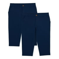Wonder Nation Boys School Uniforma ravne frontne hlače, 2-paket, veličine 4- & Husky