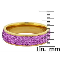 Obalni nakit ljubičasto kristalno kamenje zlatno obloženi prsten od nehrđajućeg čelika