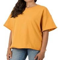 Zenana Women & Plus pamučni francuski Terry Drome rame sirovi rub opuštena ležerna majica majice vrh