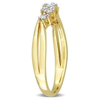 Ženski prsten od dijamanta od žutog zlata od žutog zlata s bljeskalicom od 9 kamena presvučen Sterling srebrom