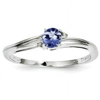 Ovalni prsten od čistog srebra s rodijem, dijamantima i tanzanitom