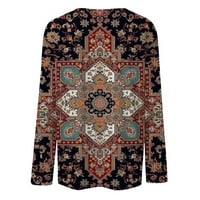 SKSLOEG BLOUSES Za žene Dressy Casual Cool Spring Pulover košulja mekana V-izreza Aztec Cvjetna tiskana bluza