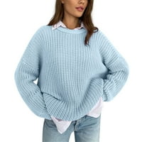 Pedort laki džemperi za žene jeseni i zimski dugački rukav rukav proliveni rum pulover pleteni džemper vrhovi