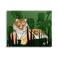 Stupell Tigar tropske biljke priroda životinje i insekti Galerija slika omotano platno tiskanje zidne umjetnosti