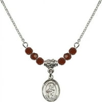 Ogrlica obložena rodijem, crvene perle od kamena mjeseca rođenja siječnja i šarm Svete Jane Valois
