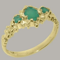 Britanci su napravili 18k žuto zlato pravi originalni smaragdni ženski prsten Obećavanje - Opcije veličine - Veličina