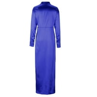 Ženski čišćenje moda Žene Casual Band V-Neck Solid Slimming Long Leeve haljina plava 10