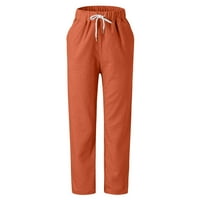 Capri hlače Za Žene, Ležerne udobne hlače s elastičnim strukom i vezicama, široke široke ošišane hlače s džepovima