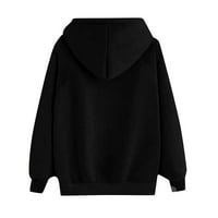 Aayomet ženske kapuljače plus veličine ženske prugaste boje kapuljača moda V vrat pletenica pulover, crni 3xl