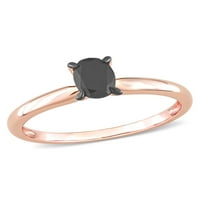 14-karatni zaručnički prsten od ružičastog zlata od ružičastog zlata ovalnog oblika s crnim rodijem