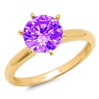 Zaručnički prsten od 0,5 karatnog okruglog ljubičastog prirodnog ametista od 14 karatnog žutog zlata, veličine
