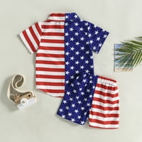 Odjeća za dječake 4. srpnja u džentlmenskom stilu košulje s printom američke zastave Ležerne kratke hlače ljetna