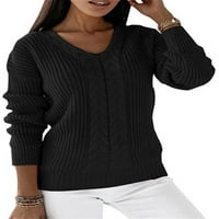 Ženski džemperi s kratkim rukavima od džempera s dugim rukavima, udobni radni crni 2-inčni