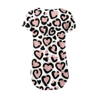 Rasprodaja tunike kratkih rukava s printom srca za Valentinovo košulje za žene opuštene Ležerne modne ženske bluze