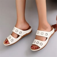 Sandale žene modne dame ravne cvjetne papuče rimski stil proljetne i ljetne sandale ženske sandale pu bijela 40