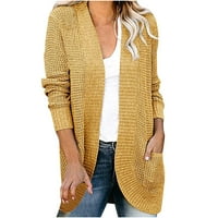 Ženski dugi rukavi otvoreni prednji kardigans rebrasti pleteni džemper casual labavi jesenski kaput nadmašuju