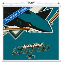 San Jose Sharks - zidni plakat s logotipom u drvenom magnetskom okviru, 22.375 34