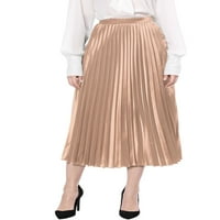 Jedinstvene ponude ženskog visokog struka, harmonika napletena metalik midi suknja a-line