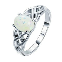 Prstenovi Opal prsten s bijelim ručnim kamenom Modni nakit prsten za nakit okrugli prstenovi s opalom nakit 9