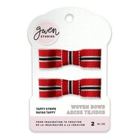 Gwen Studios Grosgrain lukovi, crveni s crno -bijelim taffy prugama, 5 8 2,25