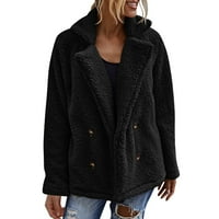 Beppter ženske zima otvorena prednja mekana šerpa kaput s džepovima vanjska odjeća dame nejasne jakne kapute veličine