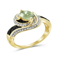 Jewelersclub zeleni ametist nakit za rođenje - 1. karata zelena ametist 14K zlatni nakit od srebrnog prstena s