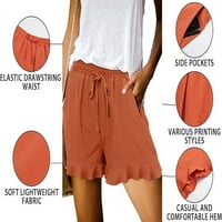Ženske casual kratke hlače elastični struk ruffle ruffle hem ljetne kratke hlače udobne džepne hlače
