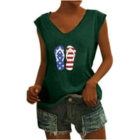 4. srpnja Majica Bez rukava za žene ljetni vrhovi s izrezom u obliku slova U 4. srpnja Ženske majice u SAD-u 4.