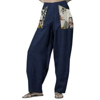 Ženske hlače joga Čvrsta boja Jogger s visokim strukom Capri Capri Elastic Summer obrezana džepovima Slabovi Sportski