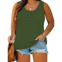 Ženska majica bez rukava Plus size ljetna obična majica bez rukava ležerna Majica na kopčanje modna široka majica
