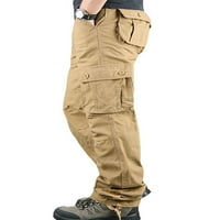 + Muške jednobojne retro taktičke hlače na kopčanje kaki-40 teretne planinarske hlače