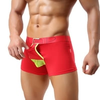 Muški casual prozračno donje rublje hlače pamučni remen ispis odvojivi kneckers udoban bokser crveni m