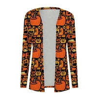 Yubatuo Halloween Cardigan za žene dugi rukavi otvoreni prednji meka košulja plus majica veličine