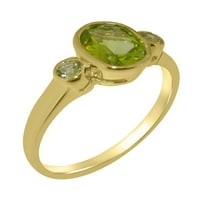 Britanci su napravili 10k žutog zlata prirodni peridot ženski prsten za obećanje - Opcije veličine - Veličina
