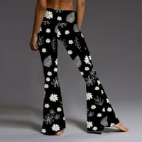 Duge Ležerne hlače s cvjetnim printom u struku, lepršave uske hlače s visokim lišćem, ženske hlače