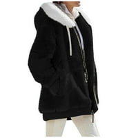 Modna ženska zimska jakna od lepršavog flisa s kapuljačom, karirani kardigan u boji, kaput, gornja odjeća s džepovima-AUD