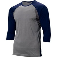 Baseball košulja s rukavima od A-liste, srednje veličine za odrasle, siva s tamnoplavim rukavima