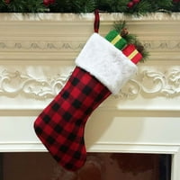 ToyFunny božićna mini čarapa karirana s plišanom manžetom čarapama za dekor poklon torba