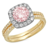 1. dijamant okruglog reza s imitacijom ružičastog dijamanta od 18 karatnog žutog i bijelog zlata s naglascima