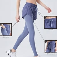Ženske brzosušeće tajice za vježbanje, Plus size kratke hlače s umjetnim vezicama i elastičnim strukom, fitness