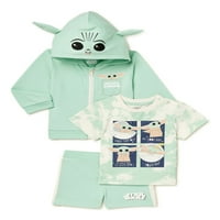 Star Wars Baby Yoda Baby Boy Cosplay Hoodie, majica i kratke hlače, 3-komad, veličine 0 3- mjeseci