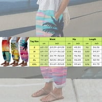Ženske Ležerne domaće labave hlače odmor s printom Zalazak sunca na Plaži hlače s elastičnim pojasom i džepom,
