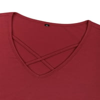 Ženska plus veličina križna prednja majica V vrat majica s kratkim rukavima tunične vrhove casual bluze za žene