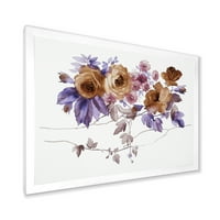 Dizajnerski uzorak ljubičasto divlje cvijeće na bijeloj pozadini tradicionalni uokvireni umjetnički tisak