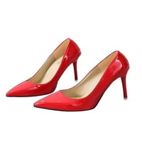 Wooving ženske haljine pumpe cipele sjajne šiljasti nožni prst Prom stiletto potpetica crvena 7.5
